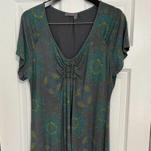 Fresh Produce Midi Dress Green Print 1X